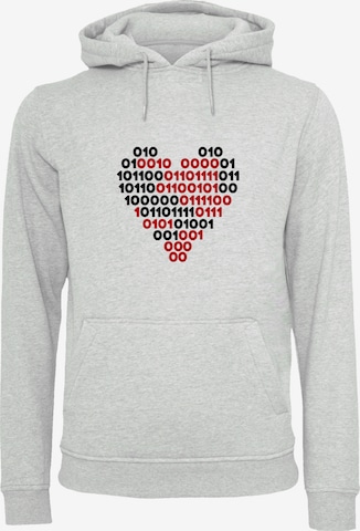 F4NT4STIC Sweatshirt 'I love you 01001001 Binary Code Herz Valentinstag' in Grau: Vorderseite