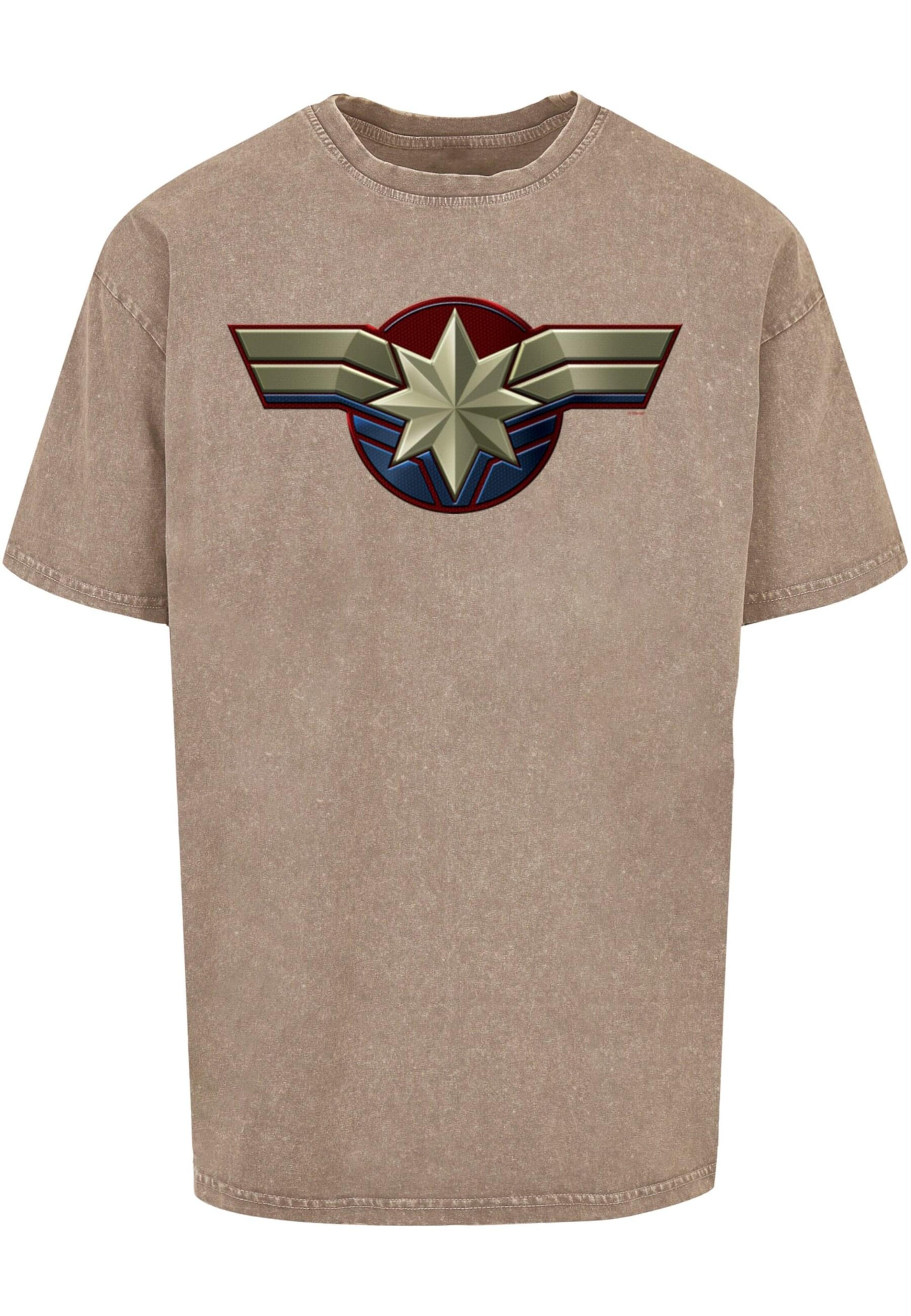 Maglietta 'Captain Marvel - Chest Emblem' di ABSOLUTE CULT in beige: frontale