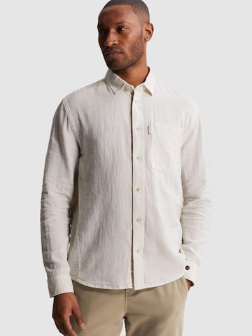 CAST IRON Skjorta 'Shirt in cotton/linen twill with chest pocket' i grå: framsida