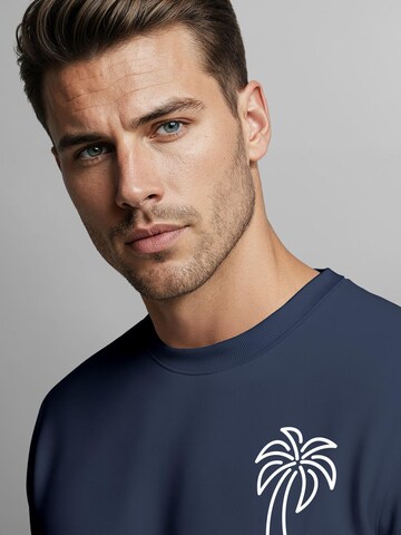 Neverless Sweatshirt 'Palm Lineart Logo' in Blue