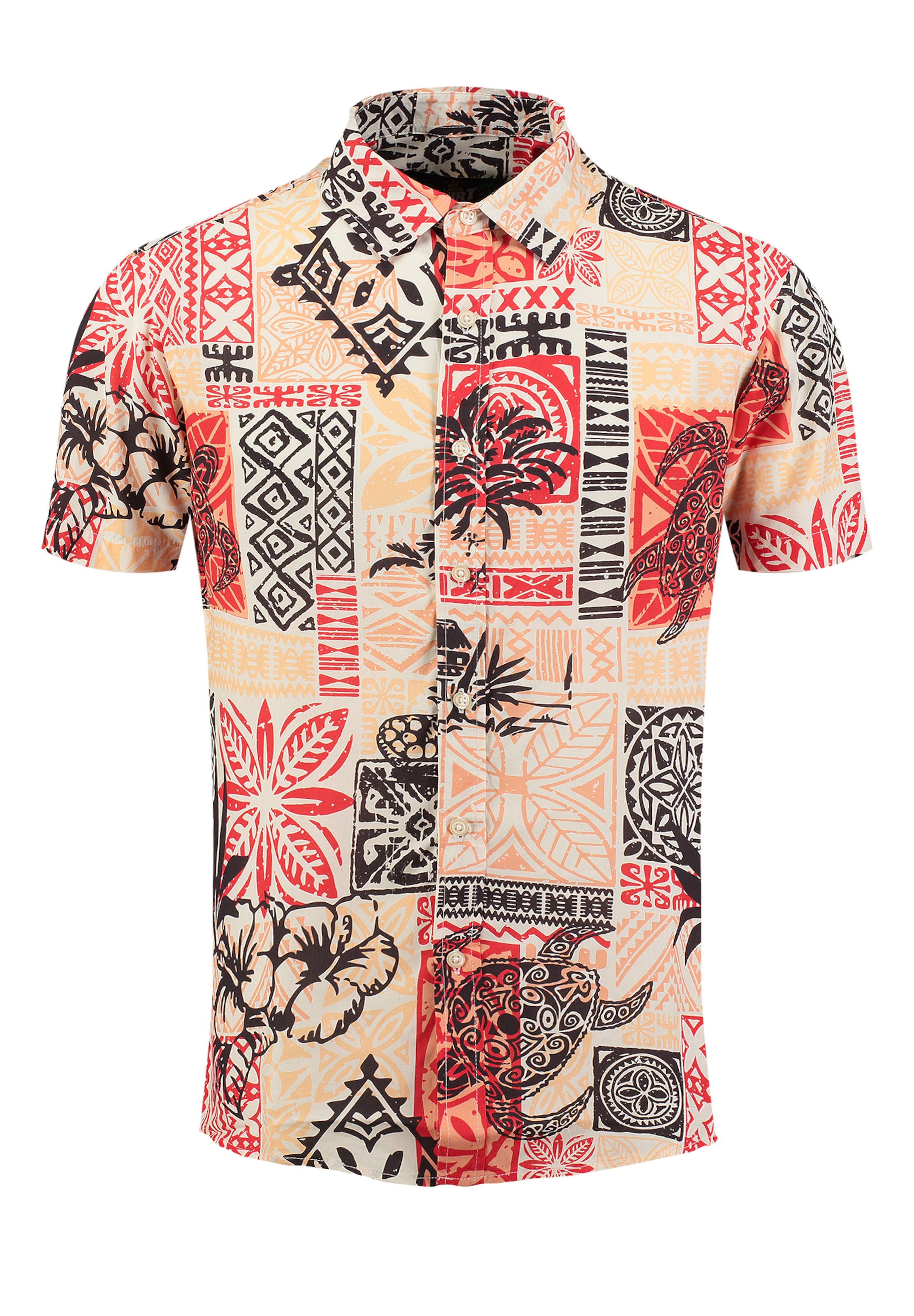 Key Largo Button Up Shirt 'Tahiti' in XXXL in Peach / Light red / Black / Off white, Item view