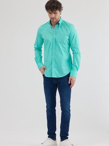 Slim fit Camicia business 'Donatello Iconic Poplin Stretch Man Shirt Green' di 7Camicie in verde