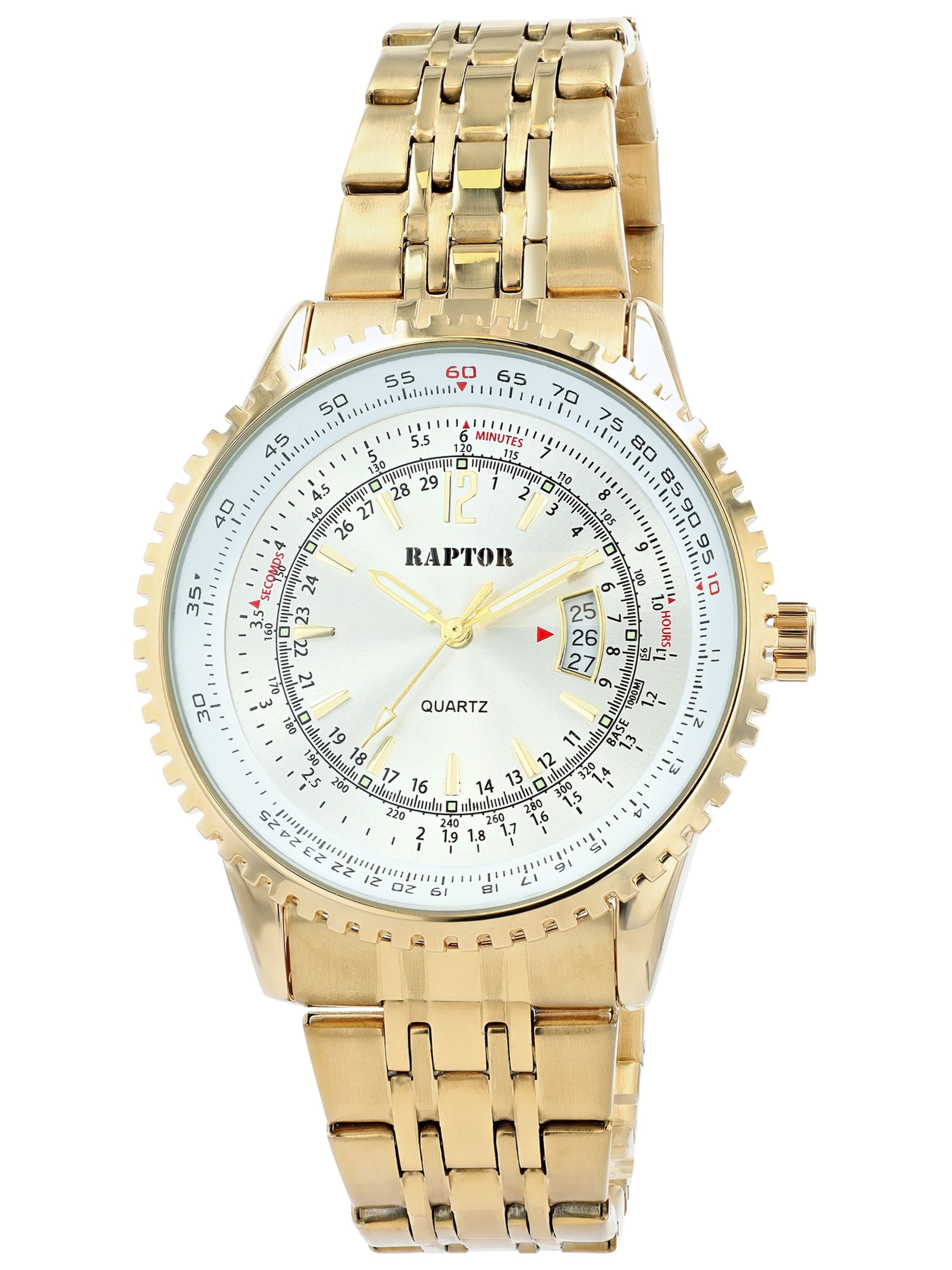 Raptor Analog Watch 'Finley, Datumsanzeige' in Gold: front