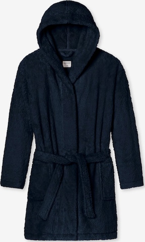 SCHIESSER Long Bathrobe 'Teddy Fleece' in Blue: front