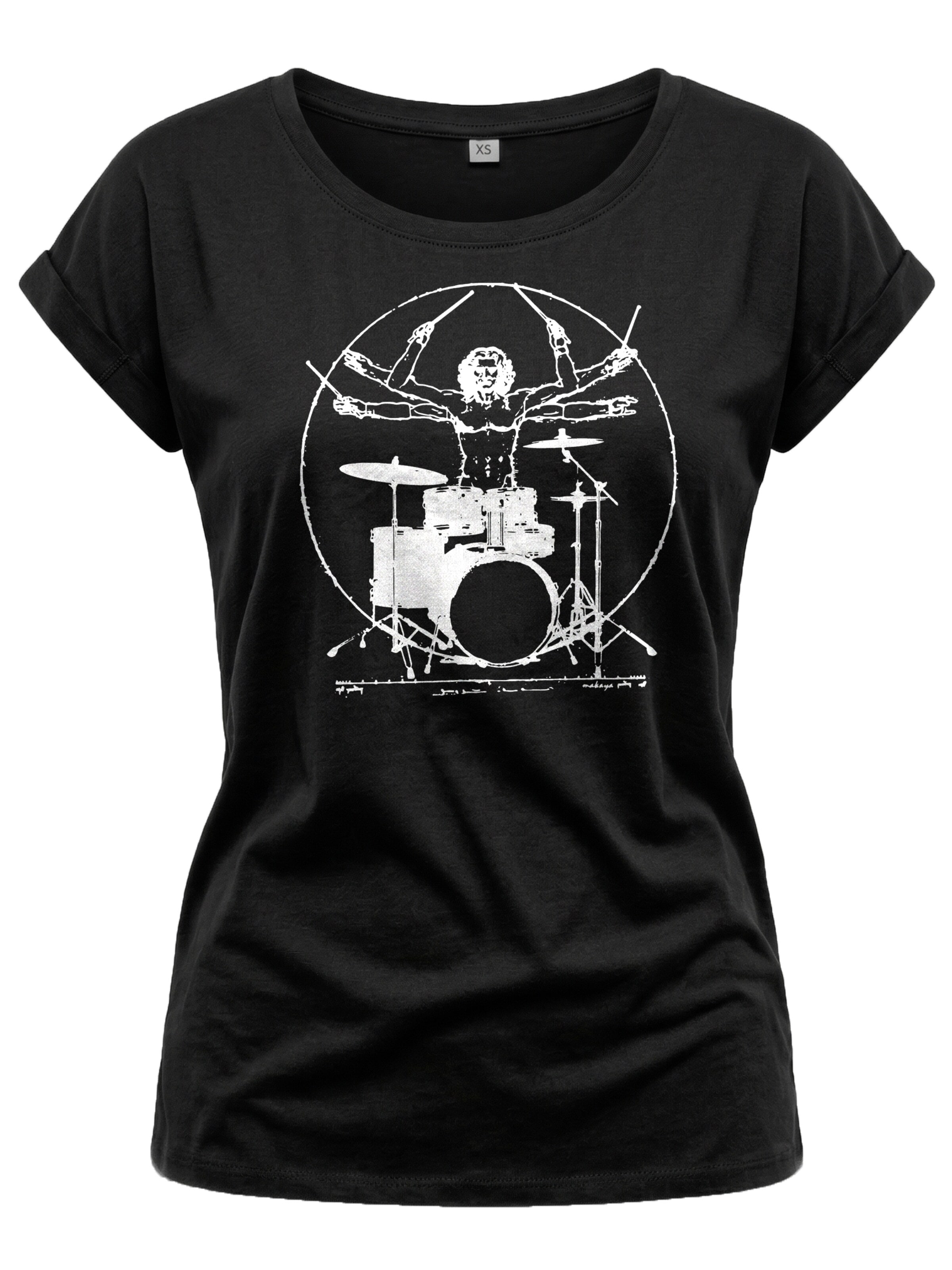 MAKAYA Shirt 'Drummer'‌‌‌‌‌‌‌‌ in Schwarz: Vorderseite