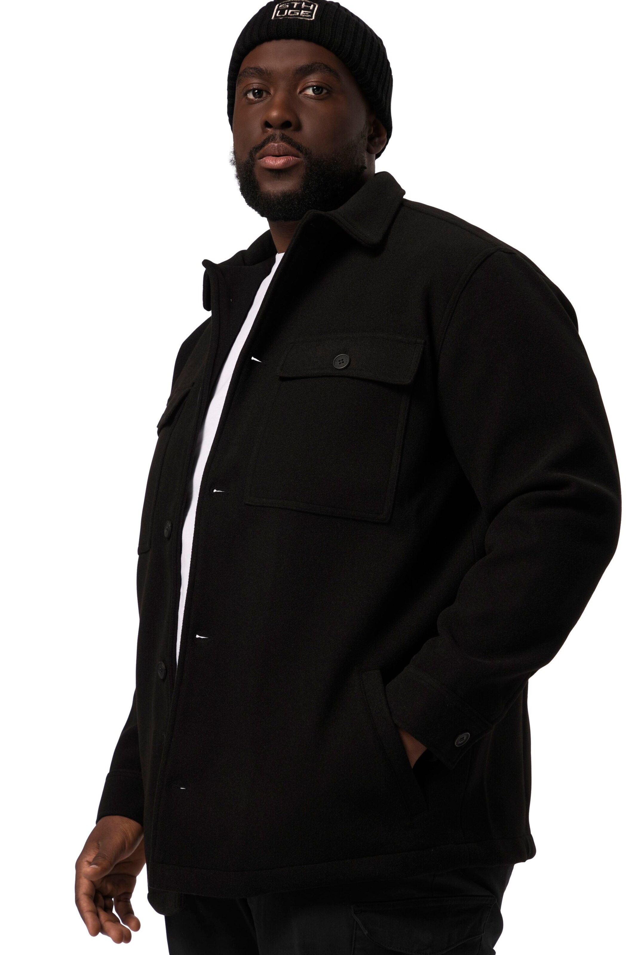 STHUGE Between-season jacket in Black: front