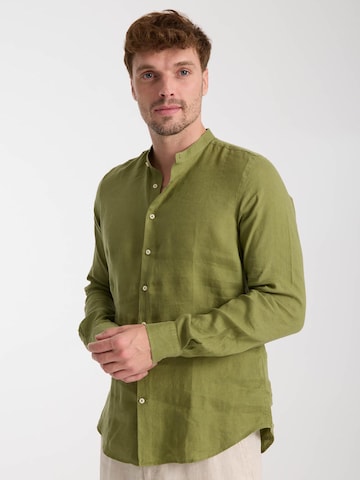 Slim fit Camicia business 'Caravaggio Linen Man Shirt Green' di 7Camicie in verde