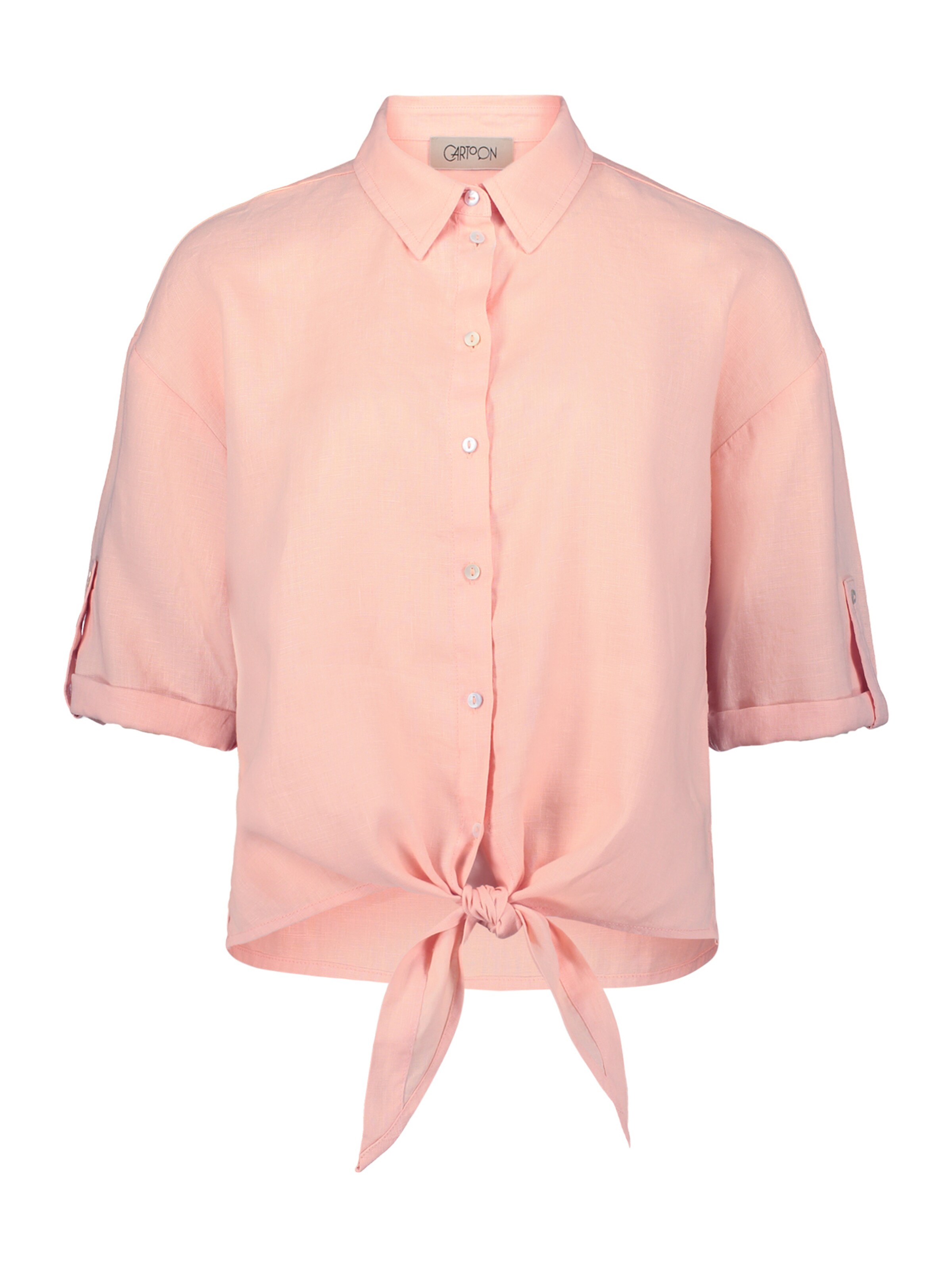 Cartoon Leinenbluse mit Kragen in Orange: Vorderseite