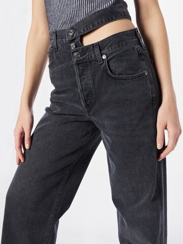 AGOLDE Wide Leg Jeans 'Broken Waistband' in Schwarz