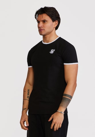 SikSilk Koszulka 'Ringer' w kolorze czarny