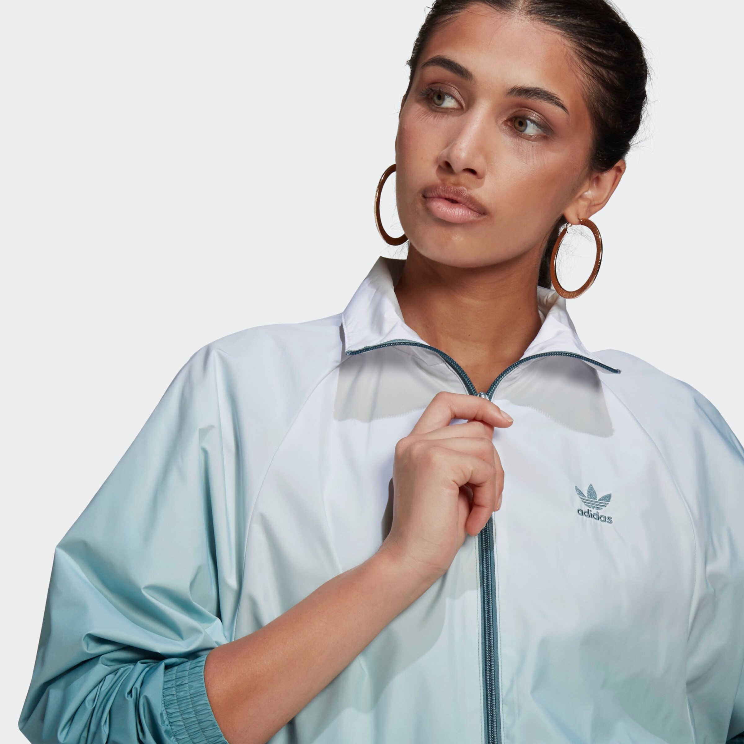 ADIDAS ORIGINALS Jacke 'Adicolor 3D Trefoil' in jade / weiß | ABOUT YOU