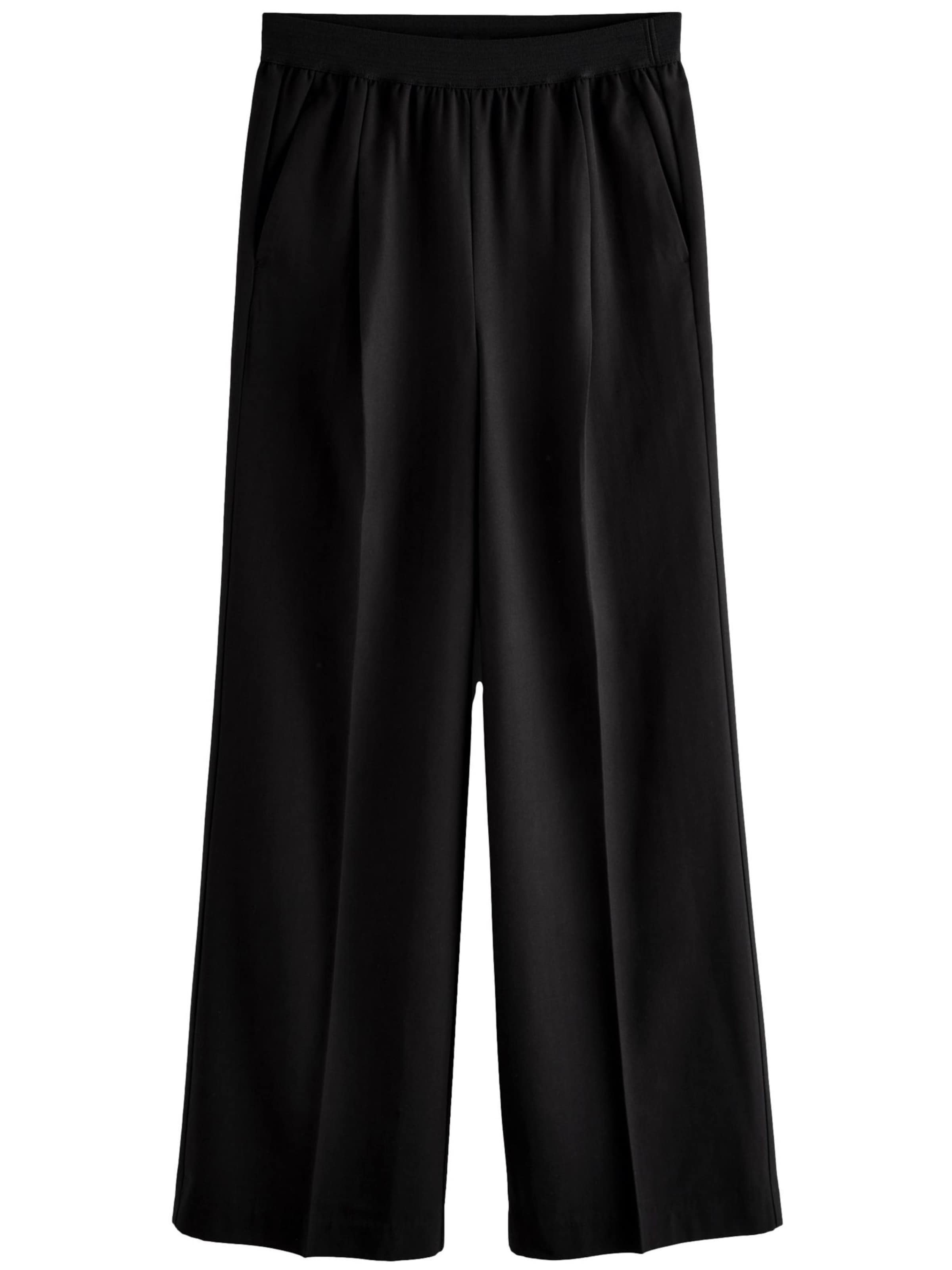 Next Široke hlačnice Hlače z naborki | črna barva: sprednja stran