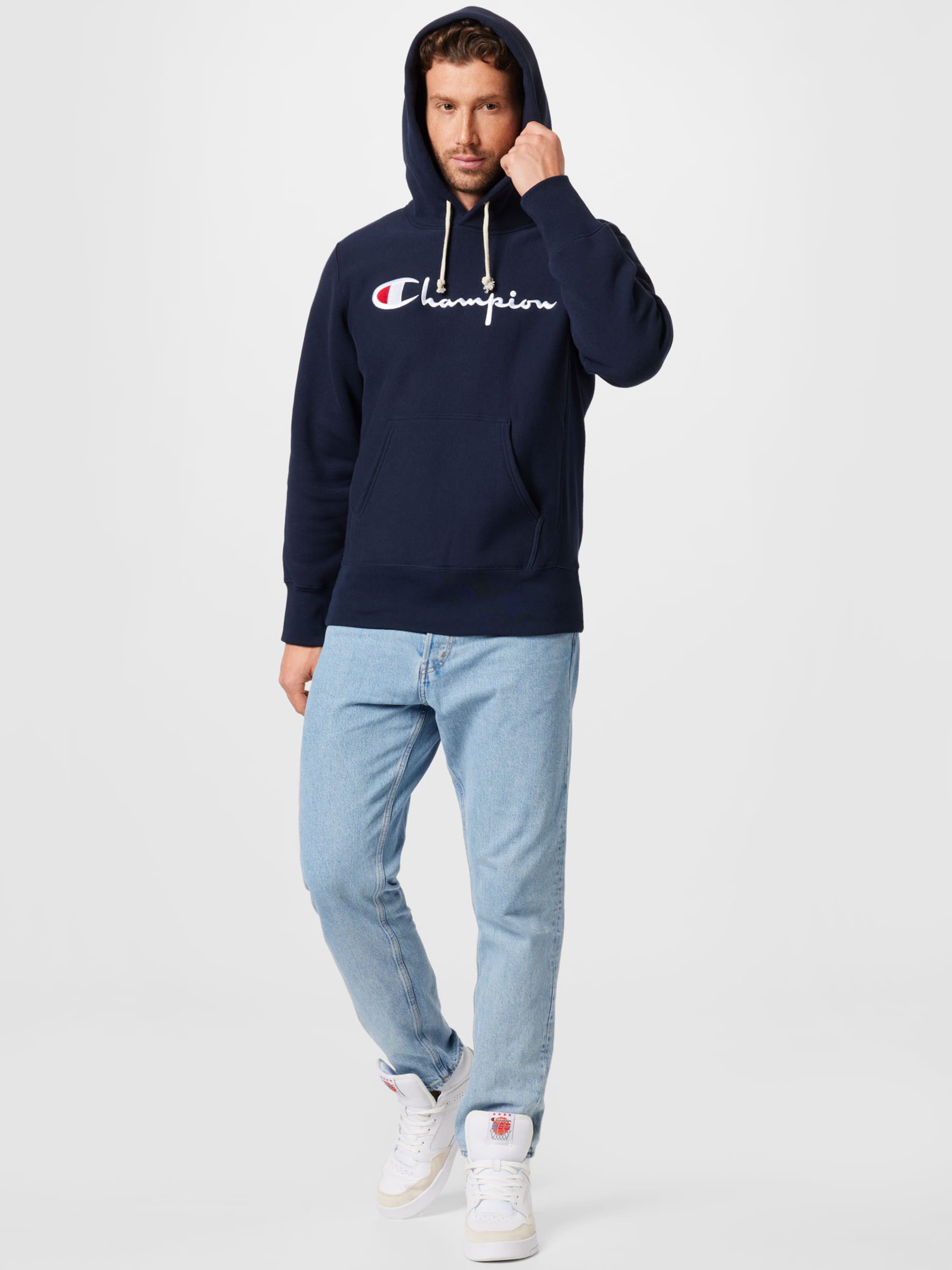 champion reverse weave crew navy