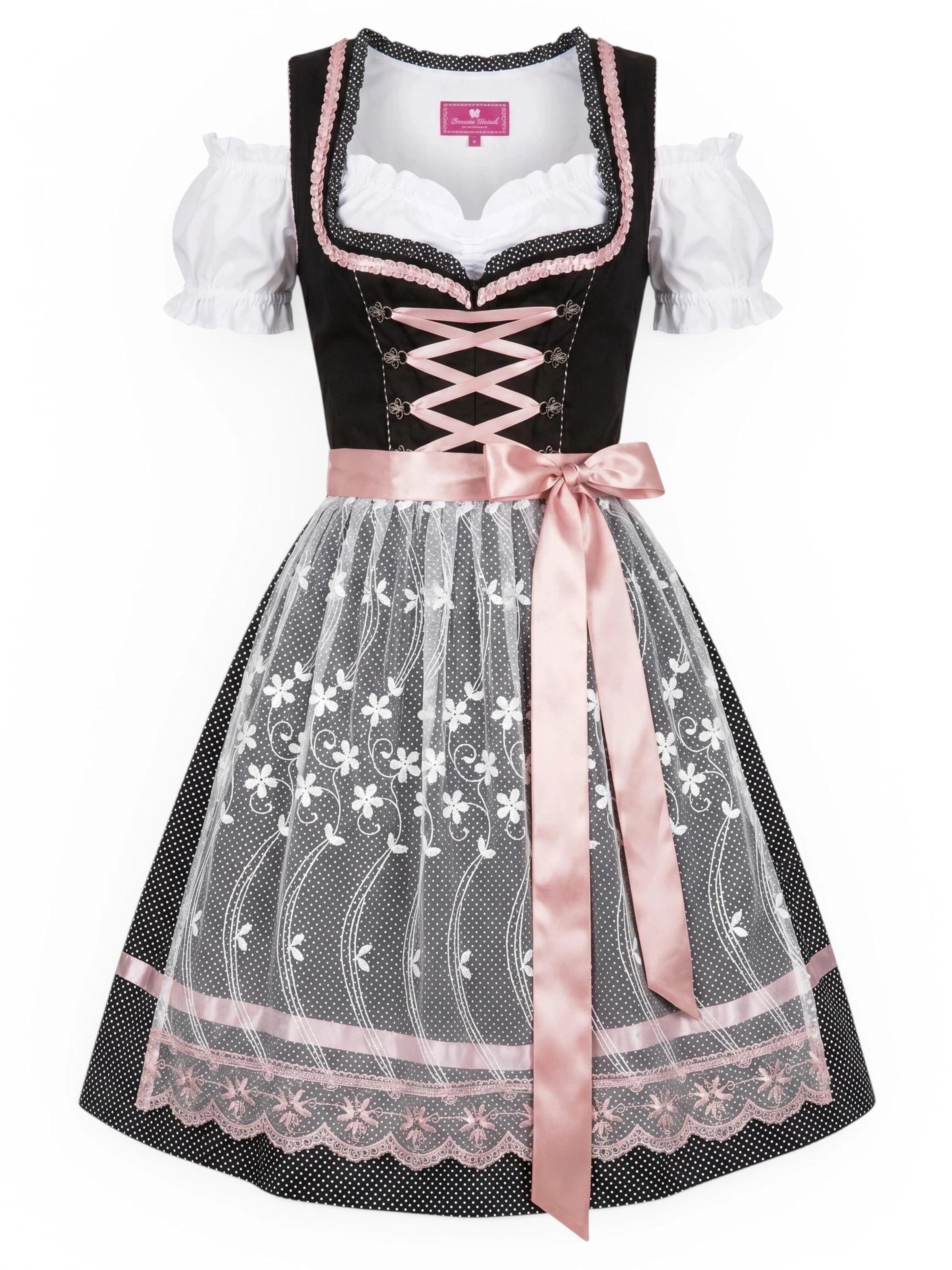 Trachtl Dirndl 'Sarah'‌‌‌‌‌‌‌‌‌‌ in Schwarz: Vorderseite
