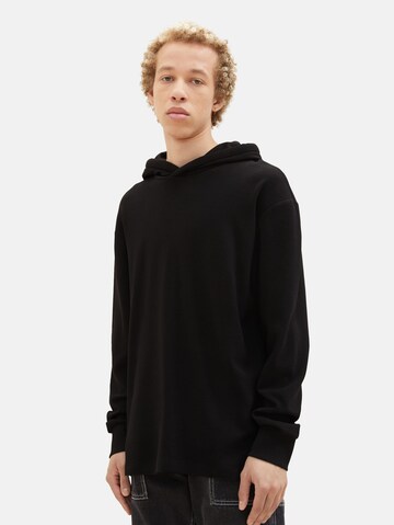 TOM TAILOR DENIMSweater majica - crna boja: prednji dio