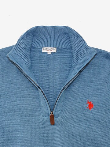 Pull-over 'Half Zip' U.S. POLO ASSN. en bleu