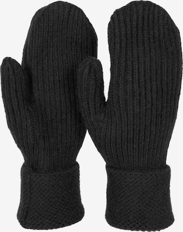 styleBREAKER Fingerhandschuhe 'Strick Fäustlinge mit gemustertem Bund' in Schwarz: Vorderseite