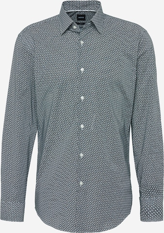 BOSS Black Button Up Shirt 'HANK' in Blue: front