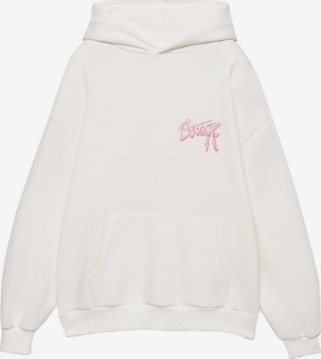 Pull&BearSweater majica - bijela boja: prednji dio