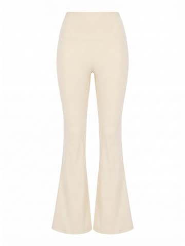 MyLibi Flared Leggings 'Leggings campana blancos – Flare Cream' in Beige: voorkant