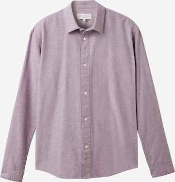 TOM TAILOR DENIM Button Up Shirt in Purple: front