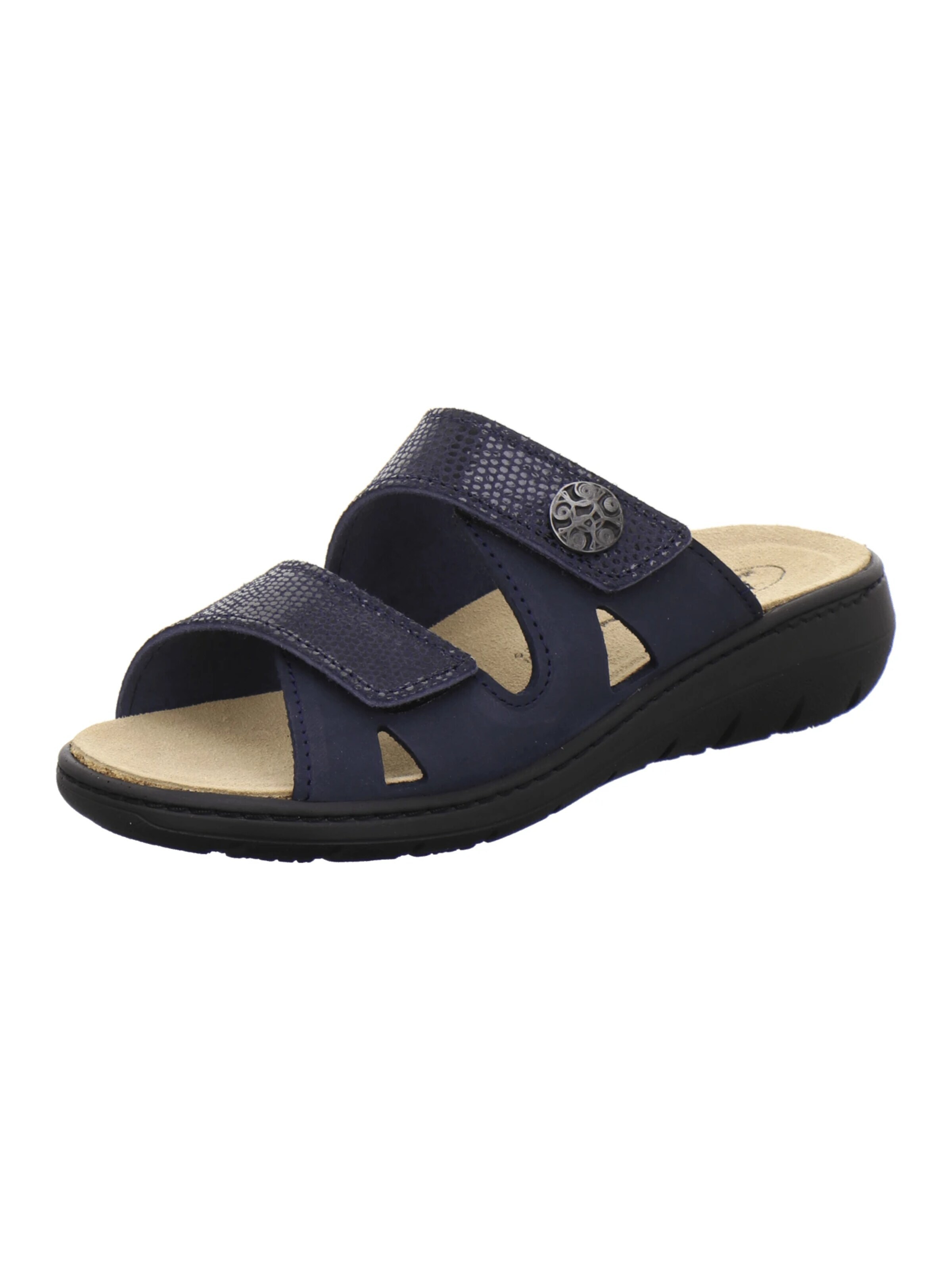 AFS-Schuhe - Zapatos abiertos 'Pantoletten Damen Wechselfußbett navy' en azul: frente