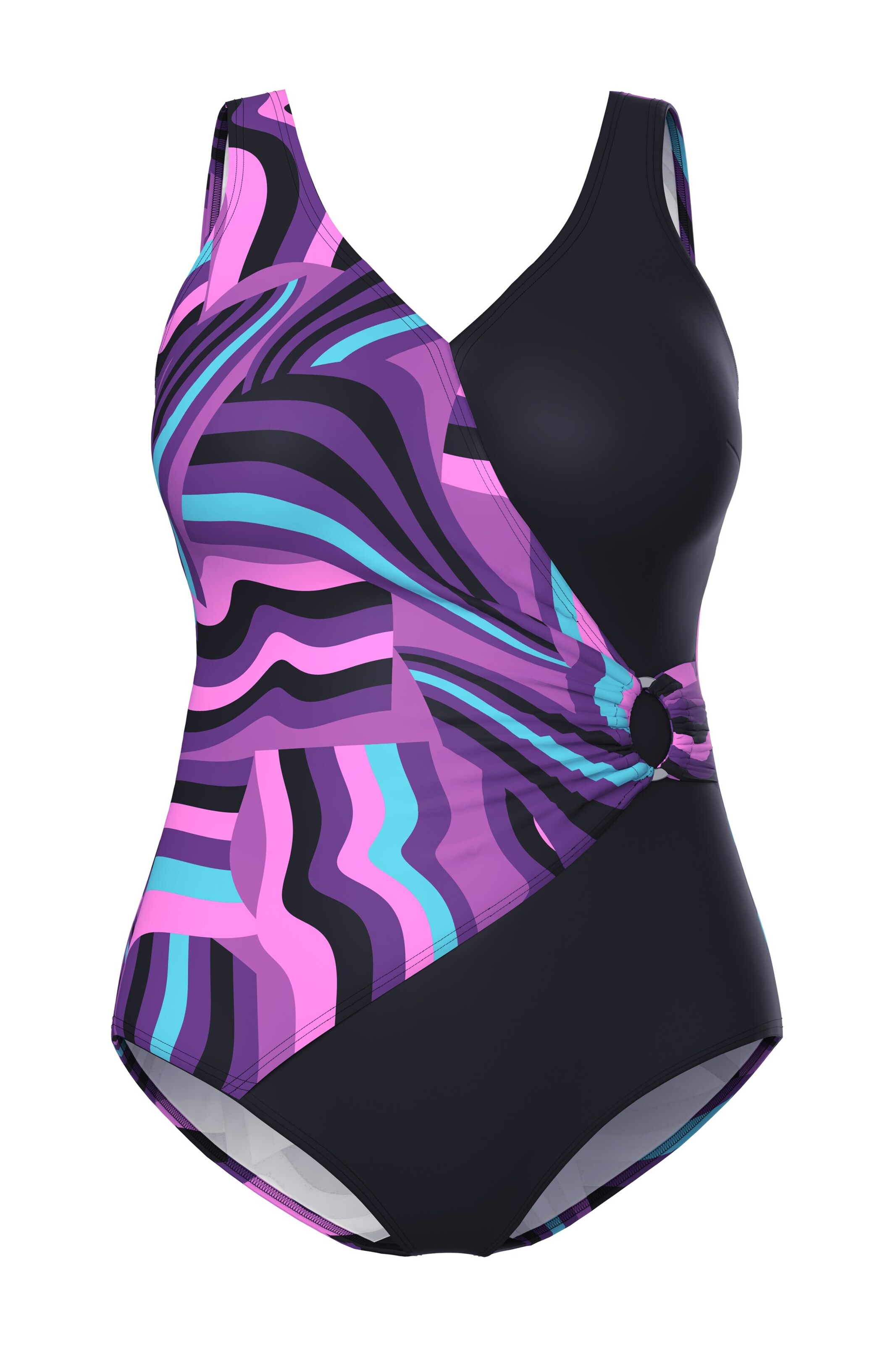 Ulla Popken Bustier Badeanzug in Lila: Vorderseite