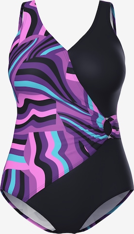 Ulla Popken Bustier Badpak in Lila: voorkant