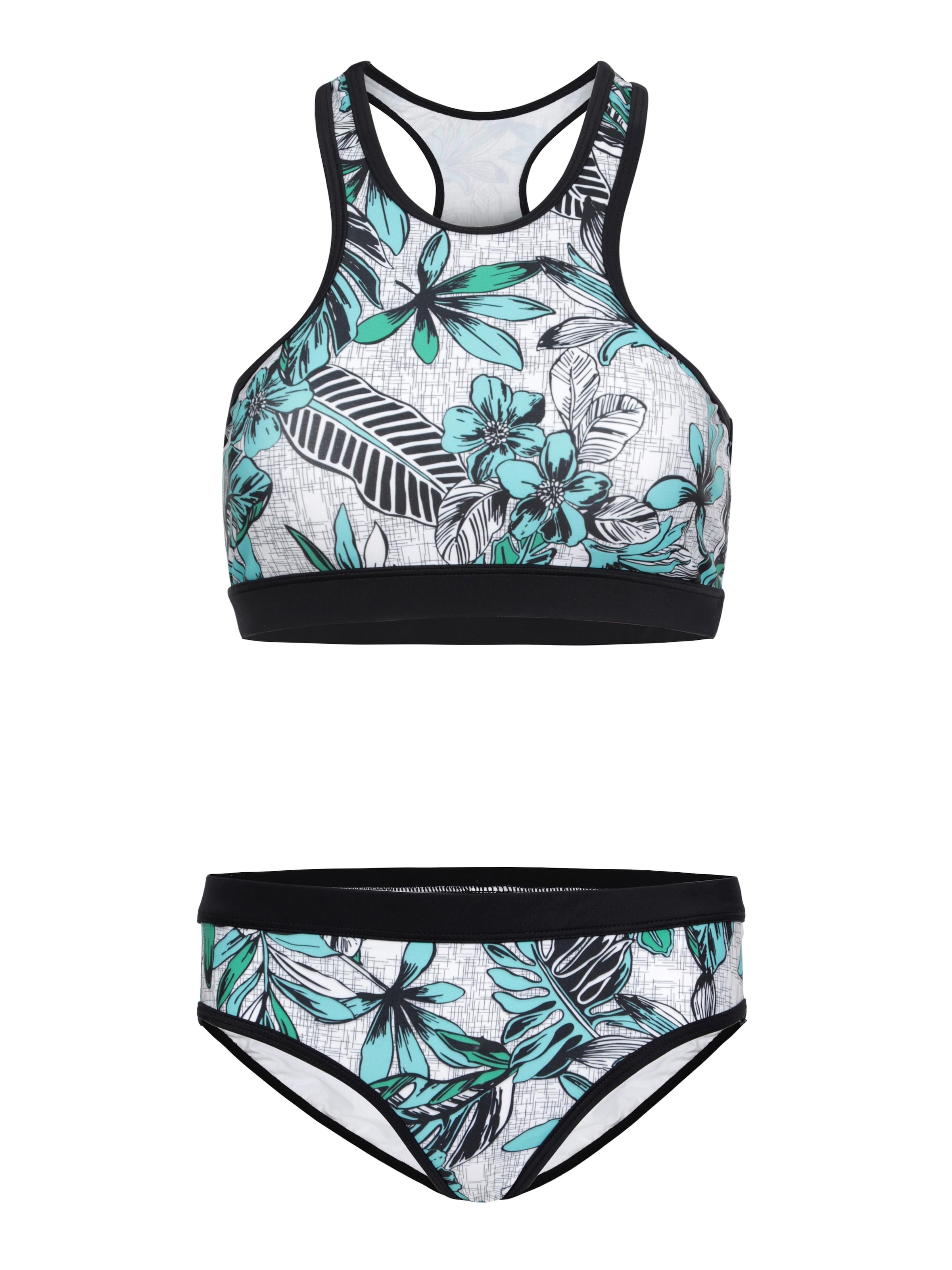La V High neck Bikini 'Basic' in Blauw: voorkant