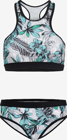 La V High neck Bikini 'Basic' in Blauw: voorkant