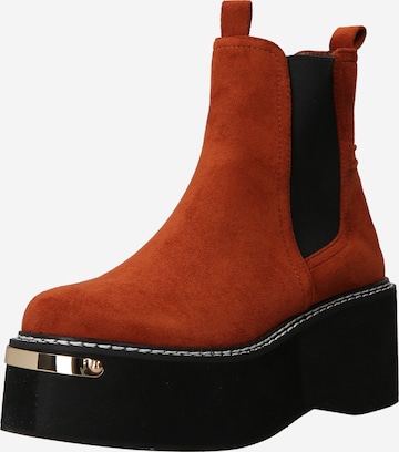 Nasty Gal - Botas chelsea em castanho: frente