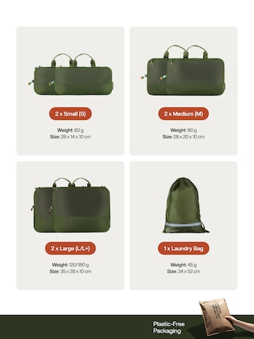 TRAVEL DUDE Reistas 'Packing Cubes Set 4 Teilig mit Kompression, Packwürfel, Packtaschen Set für Rucksack & Koffer' in Groen