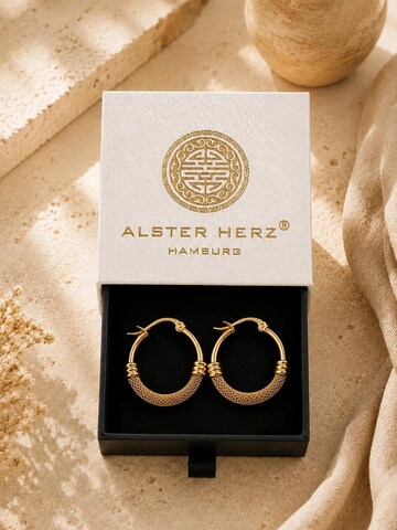 Alster Herz - Pendientes 'Zanzibar Weave' en oro