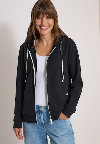 CECIL Langarm Jacke mit Kapuze und Struktur in Schwarz: Vorderseite