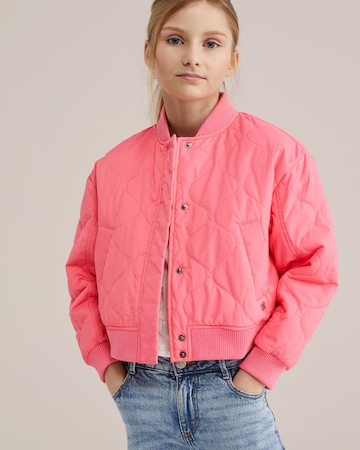 WE Fashion Prehodna jakna | roza barva: sprednja stran