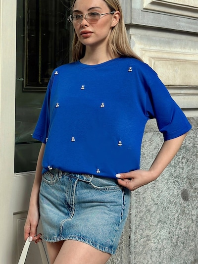 Trend Alaçatı Stili Tričko, veľkosť XS-XL - kobaltovomodrá, Produkt
