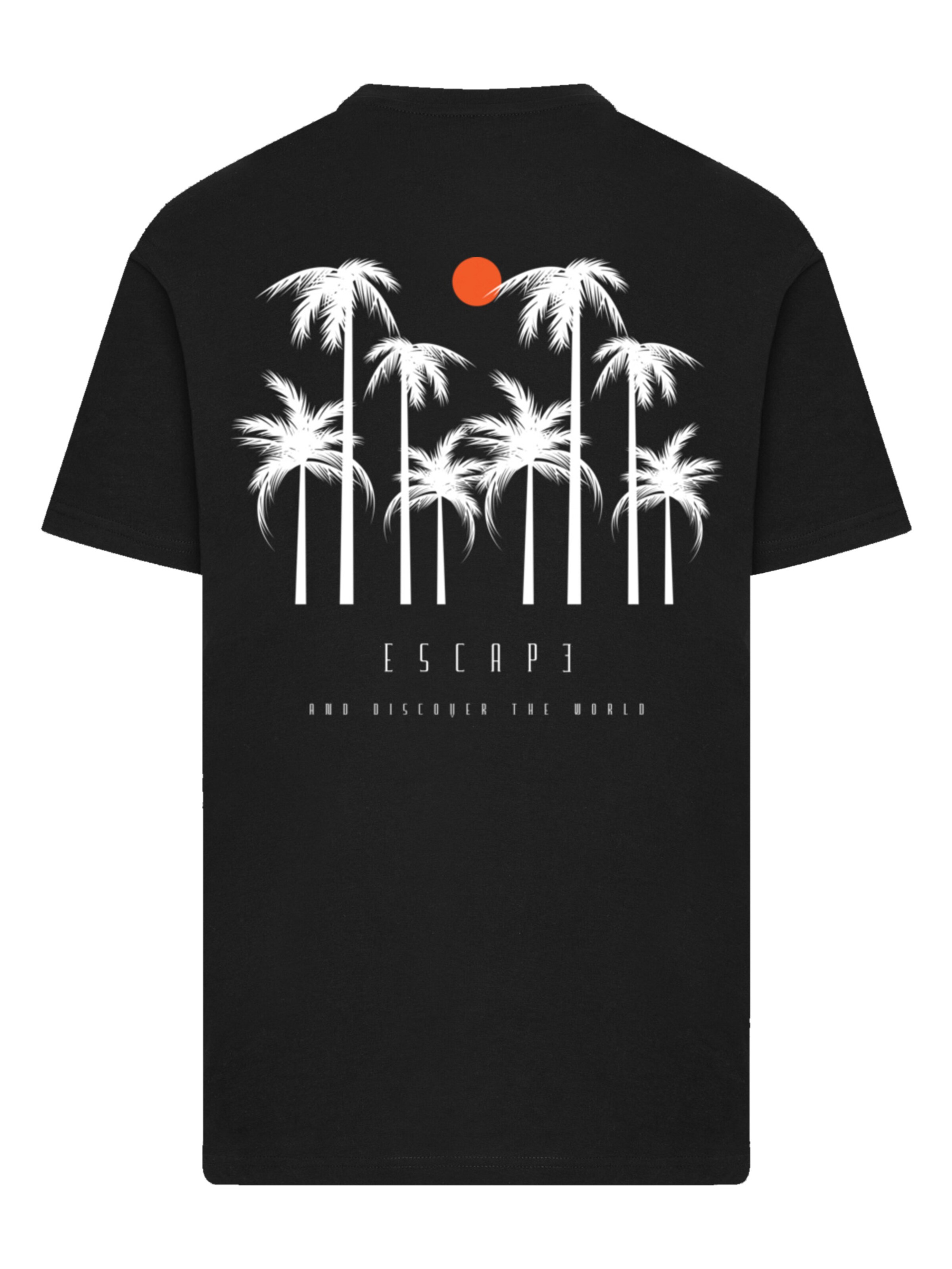 F4NT4STIC Shirt 'Escape Discover the World Palm Trees White' in Black