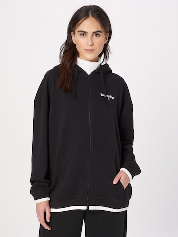 Tommy Jeans - Sudadera con cremallera en negro: frente