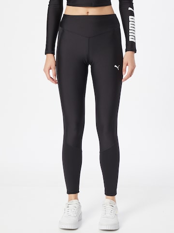 PUMA Skinny Workout Pants in Black: front