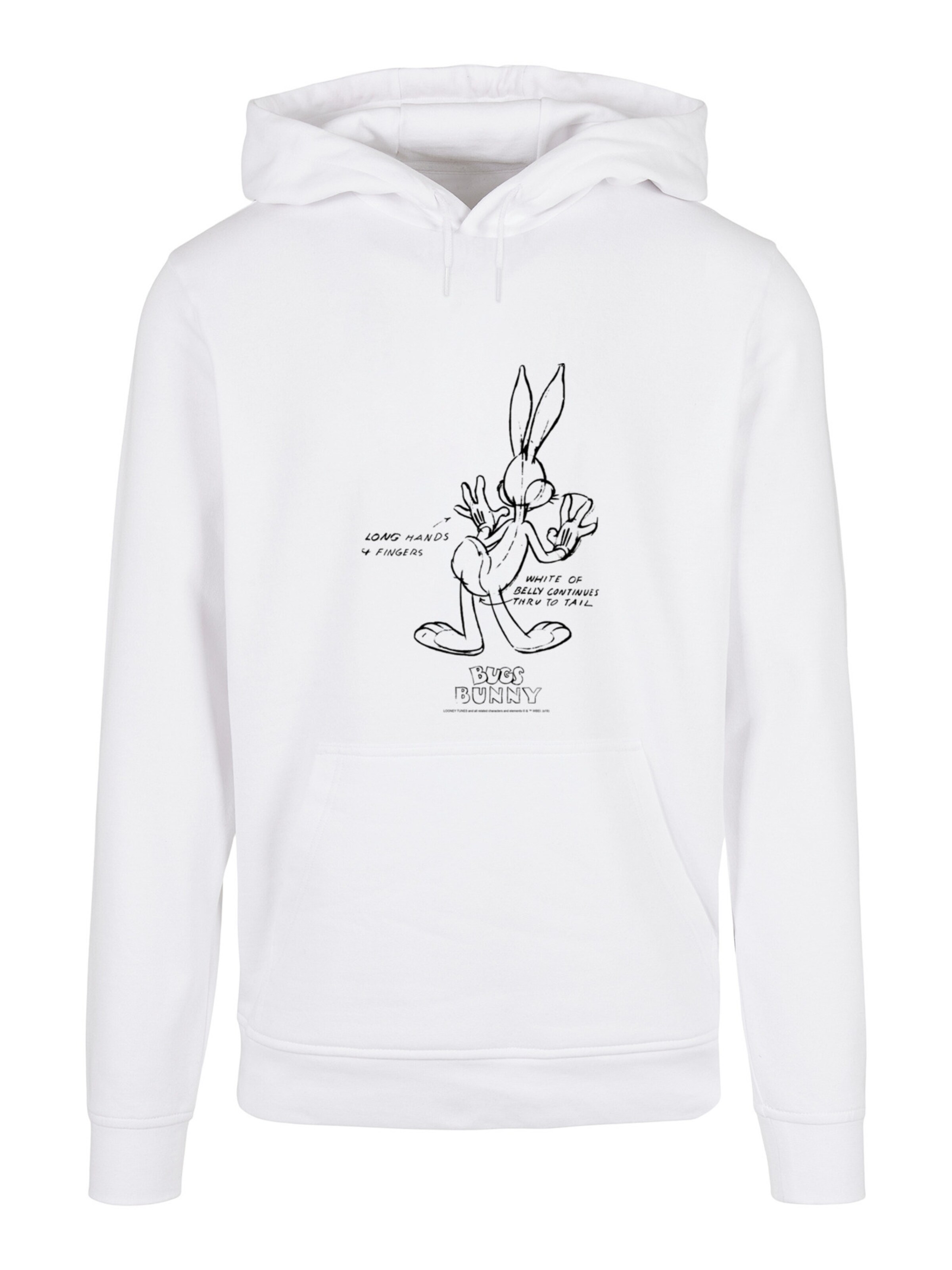 F4NT4STIC Sweatshirt 'Looney Tunes Bugs Bunny White Belly' in White: front