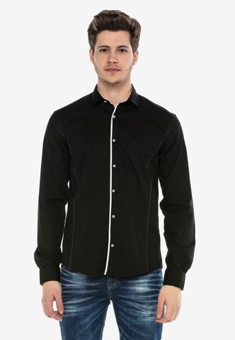 CIPO & BAXX Regular fit Button Up Shirt 'MARCO' in Black: front