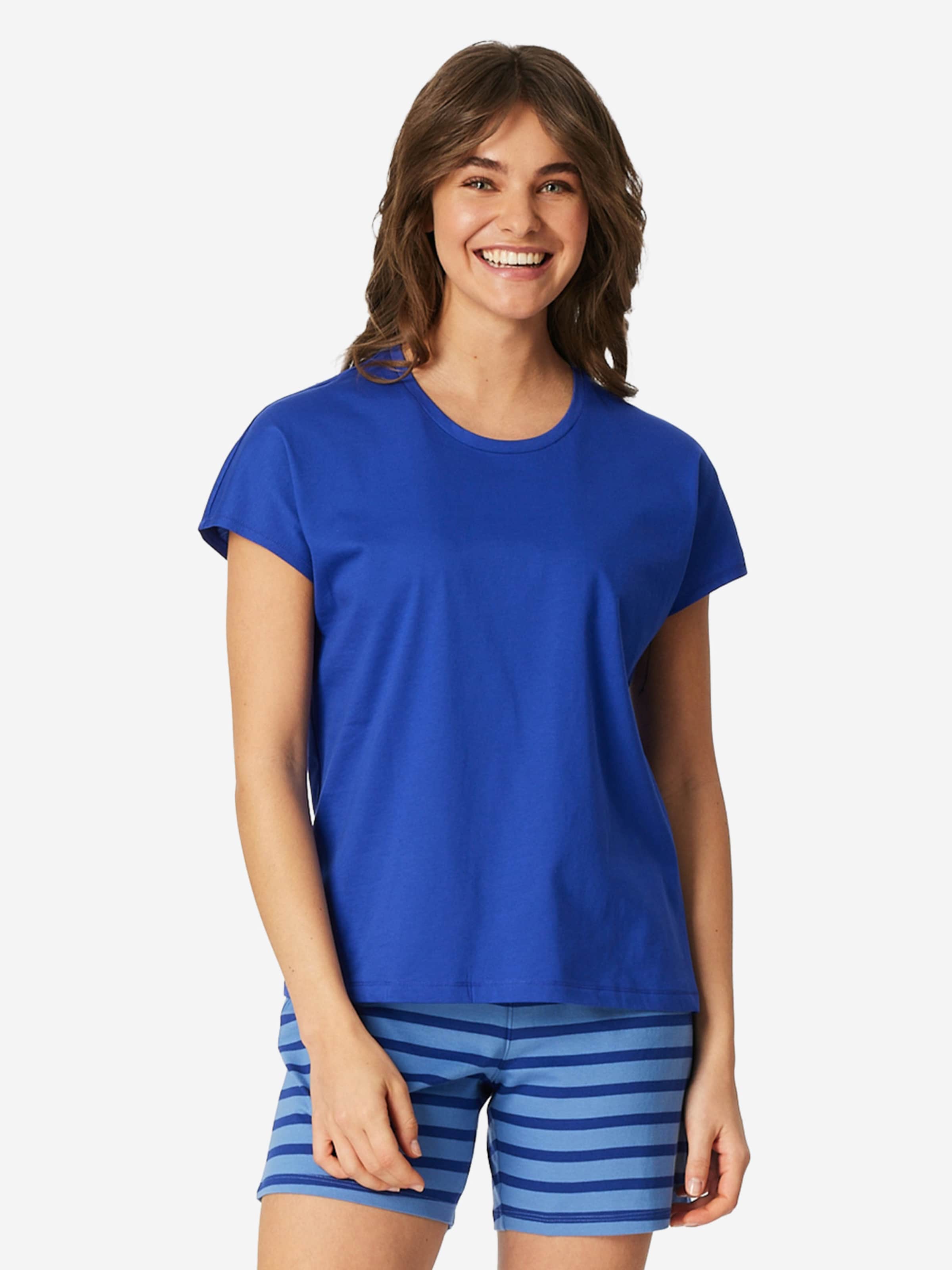 SCHIESSER - Pijama de pantalón corto 'Casual Essentials' en azul: frente