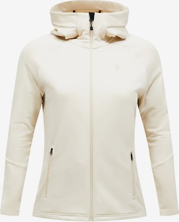PEAK PERFORMANCE Fleecejacke W Rider Essentials Midlayer Zip Hood in Beige: Vorderseite
