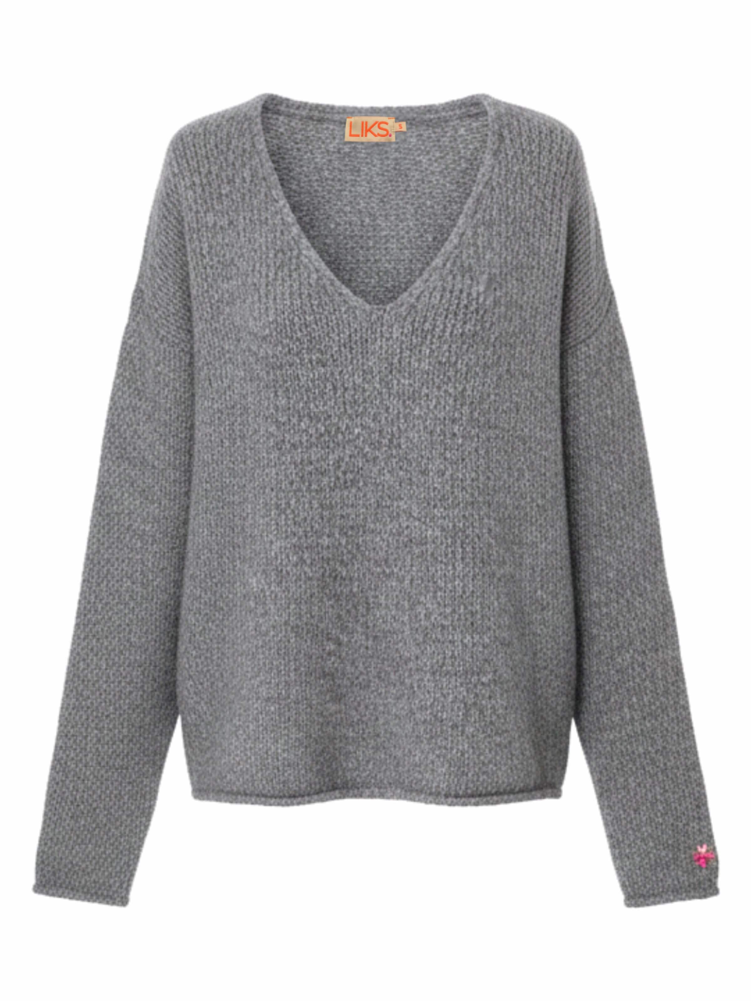 LIKS. Munich Pullover 'Strickpullover Stern mit V Ausschnitt - AlinaC'‌‌‌ in Grau: Vorderseite