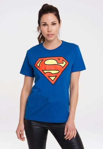 LOGOSHIRT Shirt 'DC - Superman Logo Clean' in Blauw: voorkant