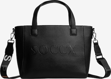 Soccx Henkeltasche mit Logo und Intarsia-Webriemen in Schwarz: Vorderseite