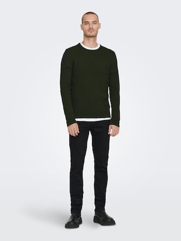 Only & Sons Regular fit Пуловер 'Panter' в зелено