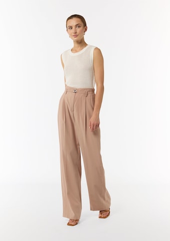 Wide Leg Pantalon à plis COMMA en marron
