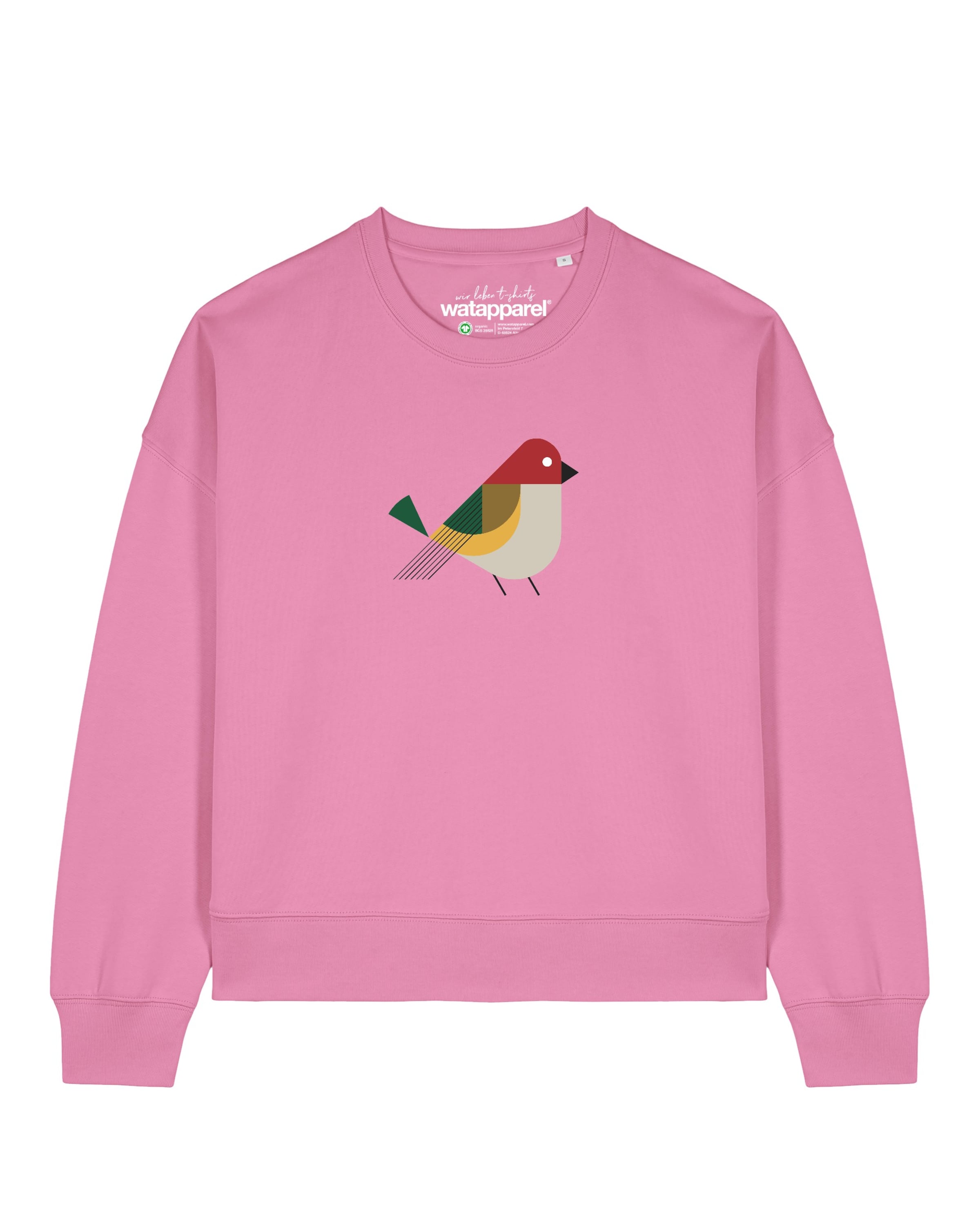 Watapparel Sweatshirt 'Vogel ' in Pink: Vorderseite