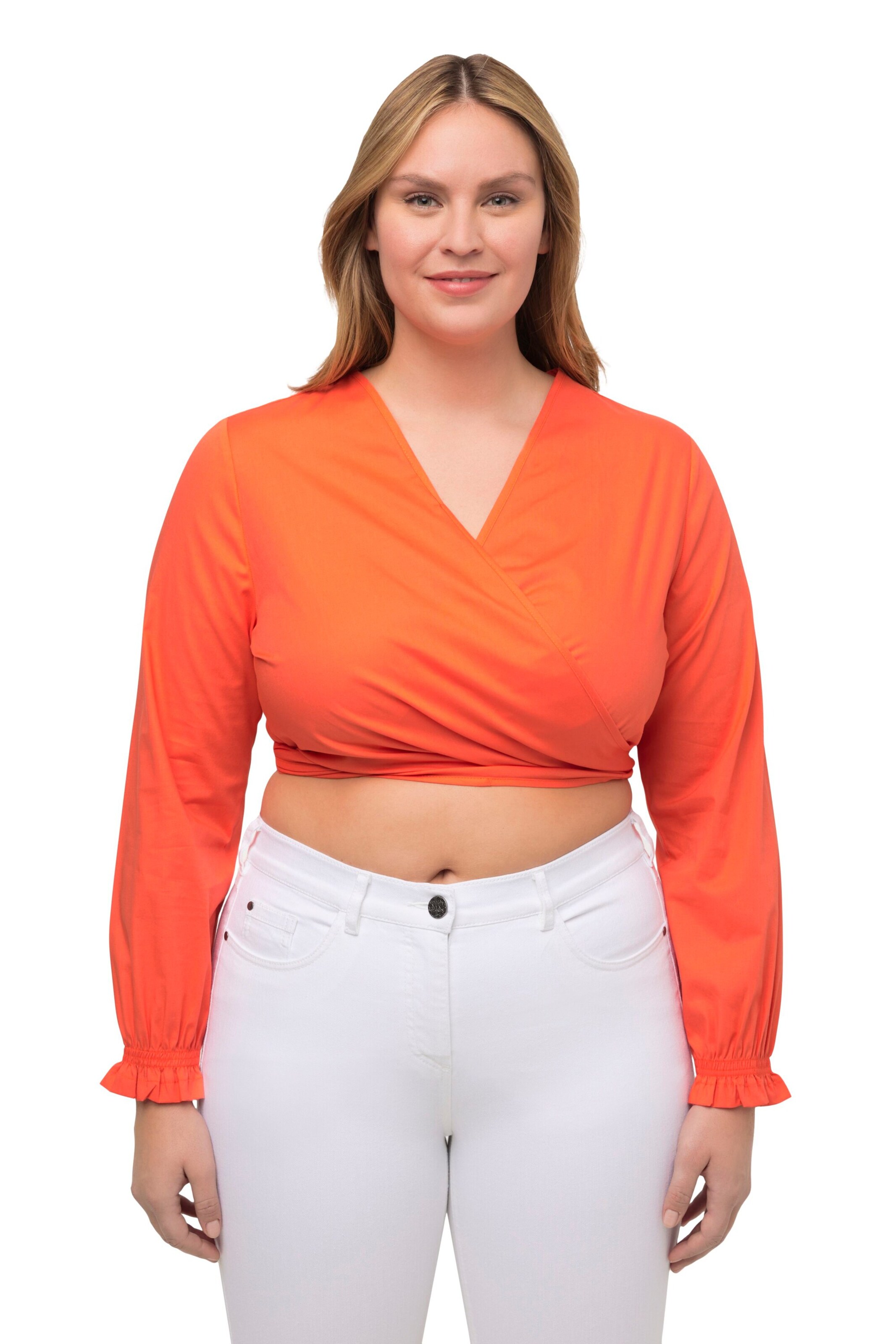 Ulla Popken Wickelbluse in Orange: Vorderseite